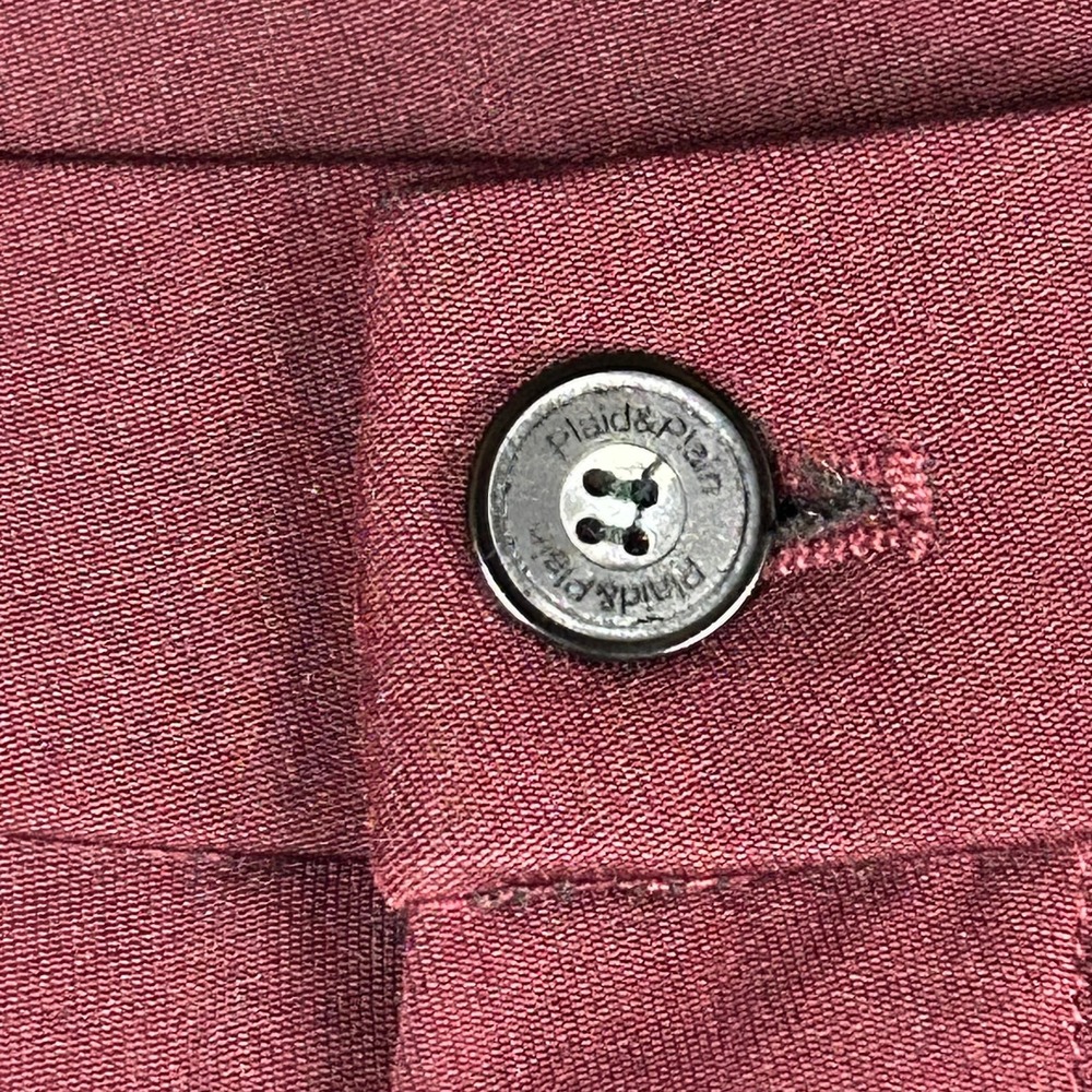 Plaid&Plain Dress Pants Skinny Fit Mens 34x26 Burgundy 6101# - Picture 6 of 12